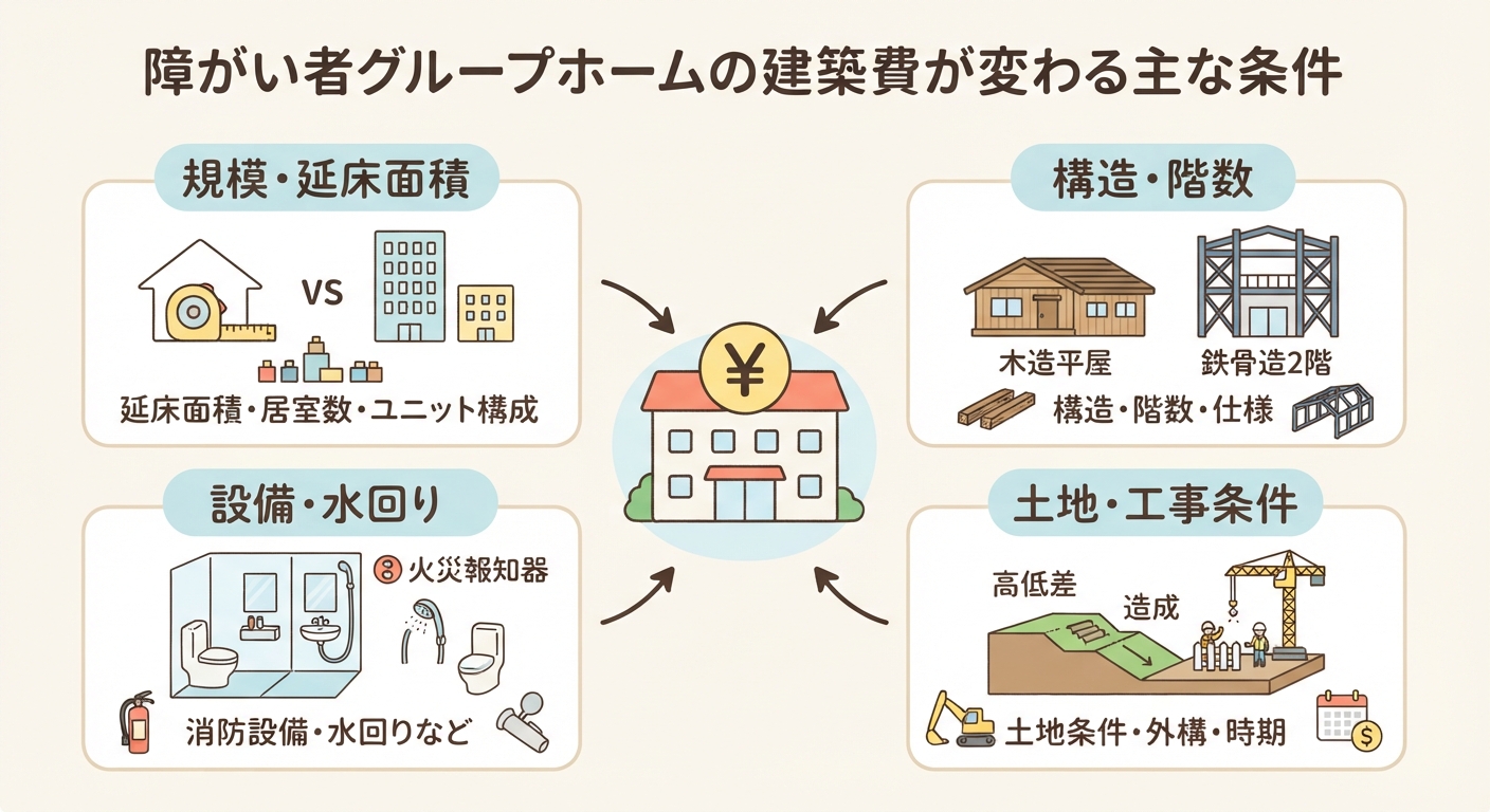 障がい者グループホームの間取りを考えるイメージ