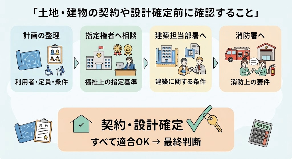 障がい者グループホームの土地・建物と設計確認のイメージ